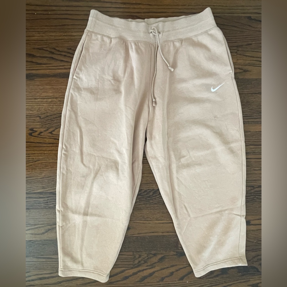 Nike Beige/Tan Drawstring Joggers with Swoosh
